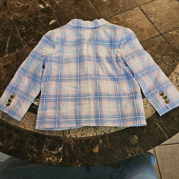 JANIE and JACK MADRAS PLAID LINEN BLAZER 18-14 MO NWT - Picture 3 of 6